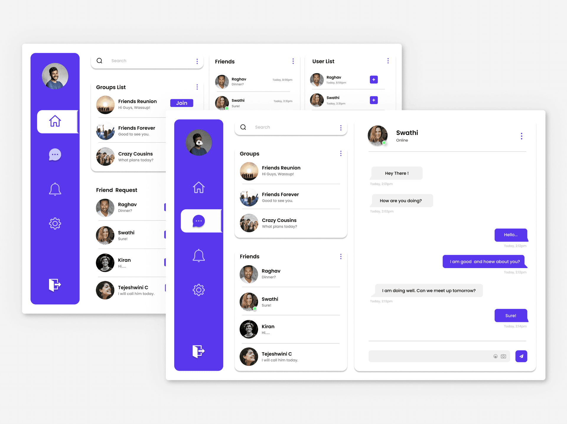 A Social media application with Realtime chatting features in reactJS.